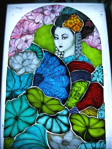 Stained glass geisha by Angie Dibble