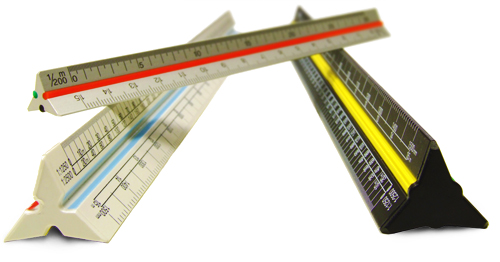 300mm and 150mm Triangular scaled rulers 300mm and 150mm Triangular scaled rulers